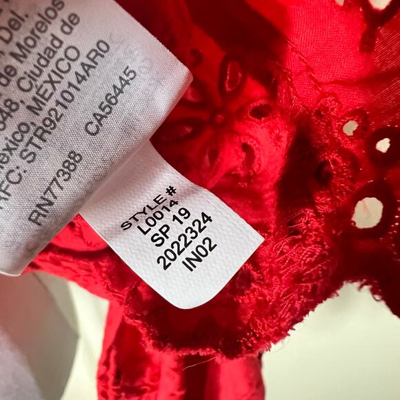 NWT Madewell Eyelet Peplum Top 3X Plus Size Red Scalloped Keyhole Versatile Chic - Picture 8 of 10